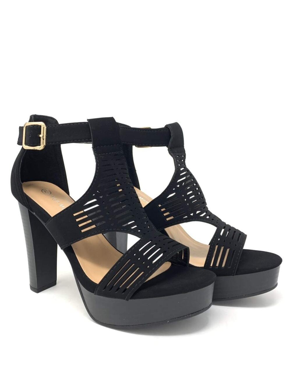 TOP Moda Thomas Gladiator Caged Cutout Platform Chunky Block Heel Sandal Size 9M